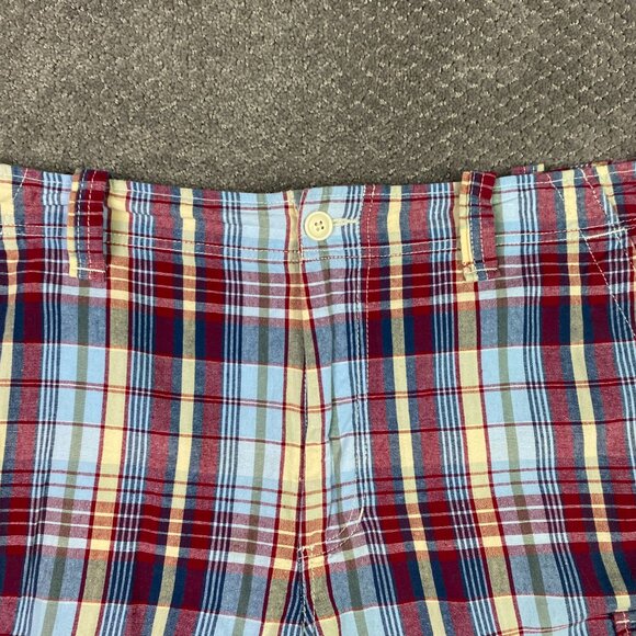 Ralph Lauren Polo Jeans Company Plaid Cargo Shorts Men's 40 Red Blue Madras - Picture 2 of 11